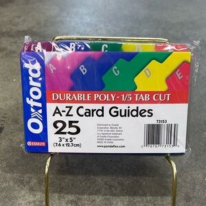 Oxford A-Z Card Guides 3x5 Poly Index Dividers 25 Tabs NOS 2002 Sealed Vintage